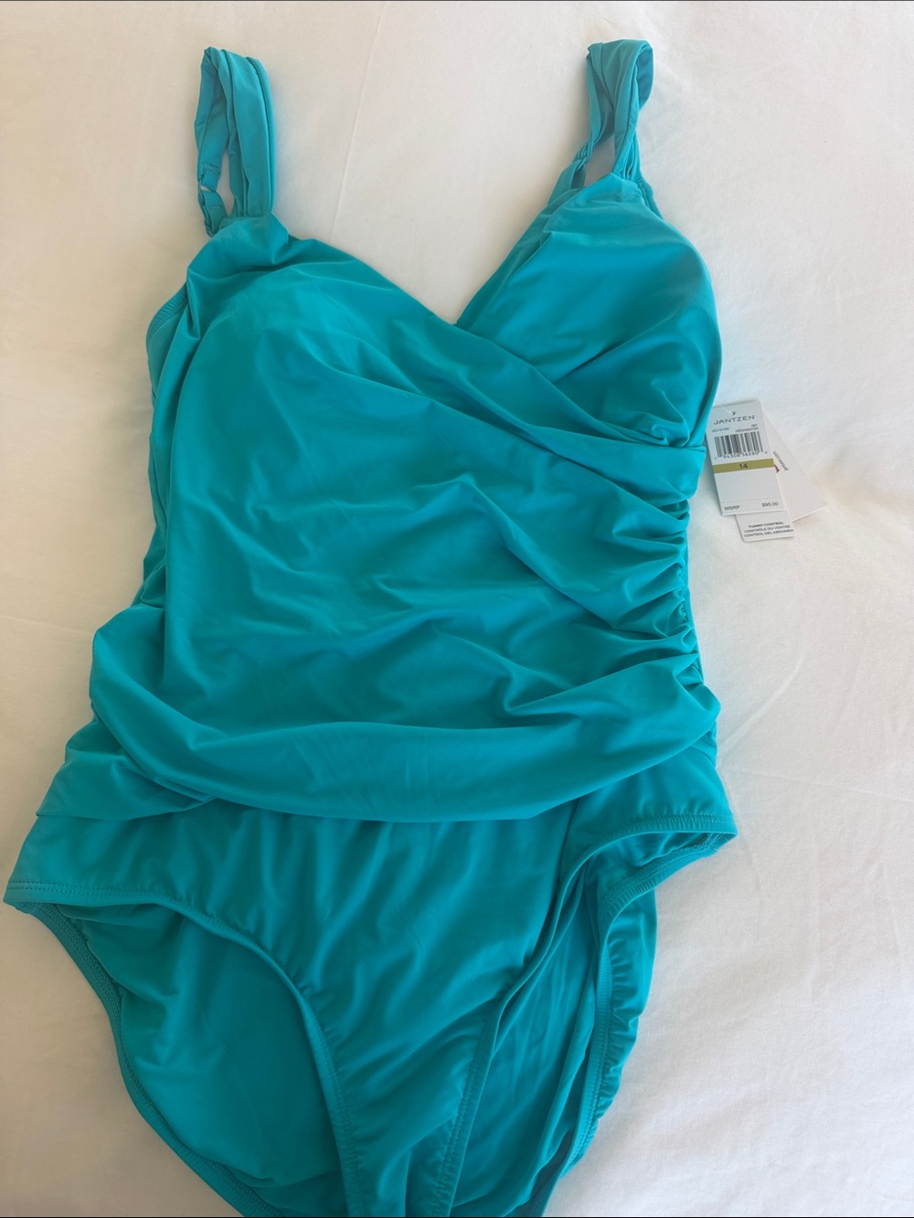 Jantzen Turquoise Ruched One-Piece Swimsuit